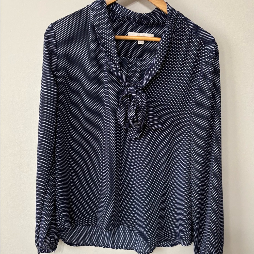 LOFT Blue polka dot blouse